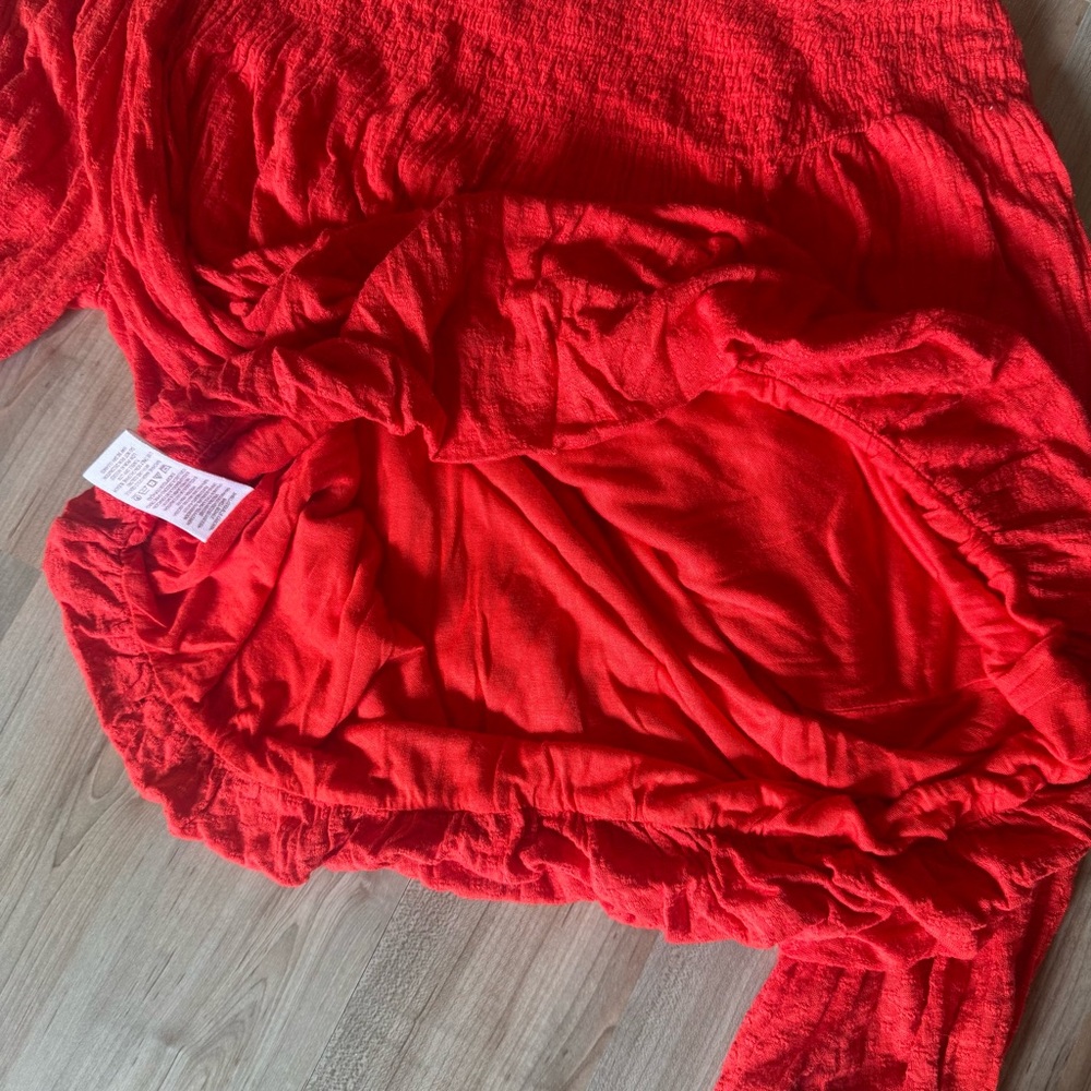 NWOT Free People Begonia Embroidered Boho Top Red Size Small - Picture 5 of 7
